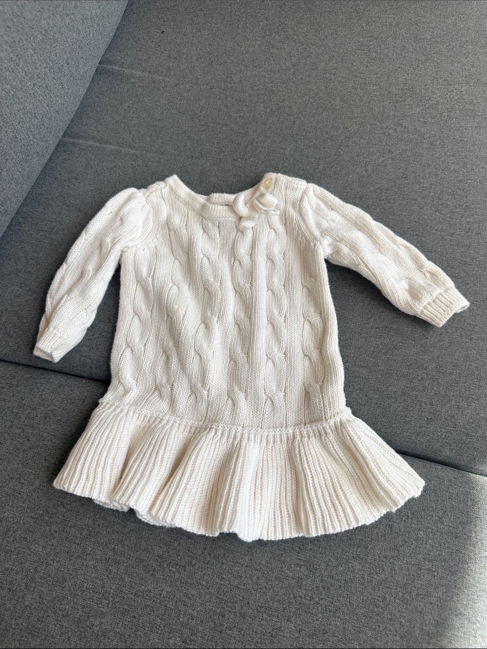 Cozy Cable-Knit Cream Dress for Kids